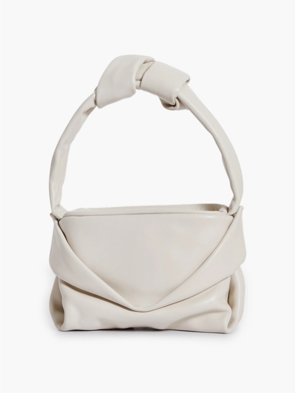 STAUD Cream Knotted Top-Handle Shoulder Bag